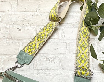 Bag strap, wide shoulder strap with silver clasp, bag strap, interchangeable strap for bum bags & handbags