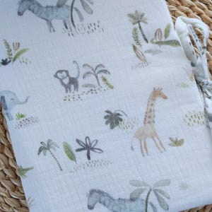 Personalized health record cover customizable jungle giraffe savannah animals pattern birth gift idea double gauze fabric