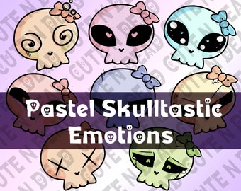 Cute Clipart Set, Skull Clipart, Pastel Skulls, PNG Files for Sticker Making / Digital Journaling