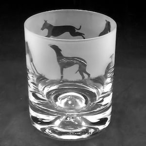 WHIPPET GLASS | 30cl Glass Whisky Tumbler with Whippet Frieze Design