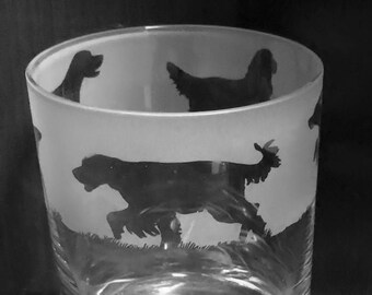 VASO GORDON SETTER / Vaso de whisky de vidrio de 30 cl con diseño de friso Gordon Setter