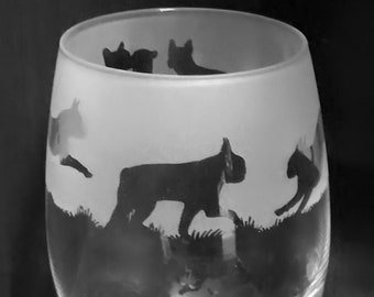 BOSTON TERRIER GLAS | 36cl stammloses Wein- / Wasserglas mit Boston Terrier Design