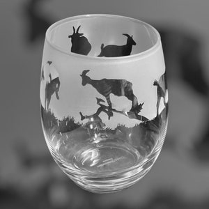 GOAT GLASS 36cl Stemless Wine / Water Glass with Goat Frieze Design image 1