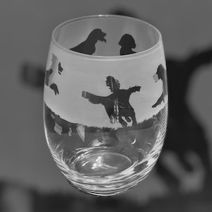 WORKING SPRINGER SPANIEL | 36cl Stemless Wine / Water Glass with English Working Springer Spaniel Dog Design