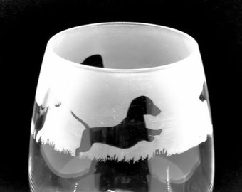 DACHSHUND GLASS | 36cl Stemless Wine / Water Glass with Dachshund Dog Design