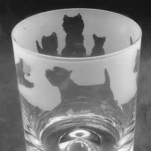 WESTIE GLASS | 30cl Glass Whisky Tumbler with West Highland Terrier Frieze Design