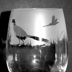 PHEASANT WINE GLASS 35cl Wine Glass with Pheasant Frieze Design