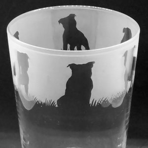 STAFFY PINT GLASS | 57cl Conical Pint Glass with Staffordshire Bull Terrier Frieze Design