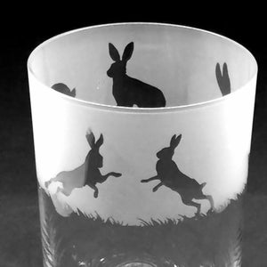 HARE GLASS - 37cl Glass Highball Tall Tumbler with Hare Frieze Design | Water Glass | Long Drink Glass | Mixer Glass
