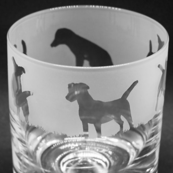 JACK RUSSELL GLASS | 30cl Glass Whisky Tumbler with Jack Russell Terrier Frieze Design