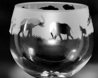 ELEPHANT GIN GLASS 70cl Glass Gin Balloon with Elephant Design