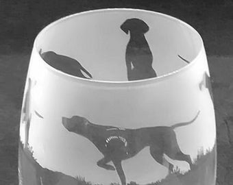 ENGLISH POINTER GLASS | 36cl Stemless Wine / Water Glass with English Pointer Dog Design