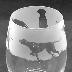 ENGLISH POINTER GLASS | 36cl Stemless Wine / Water Glass with English Pointer Dog Design