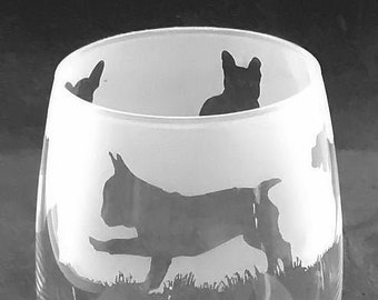 FRANS BULDOGGLAS | 36 cl wijn-/waterglas zonder steel met Frans Bulldog-ontwerp