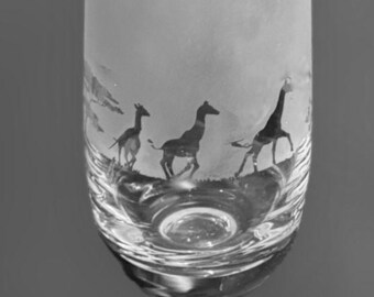 GIRAFFE VASE | 15cm Crystal Glass Bud Vase with Giraffe Frieze design