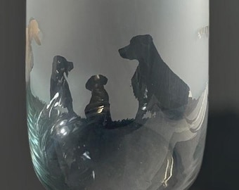 ENGLISH SETTER VASE - 30cm Crystal Glass Flower Vase with English Setter Frieze design
