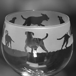 CANE CORSO GLASS | 70cl Glass Gin Balloon with Cane Corso Frieze Design | Gin Glass Gift |