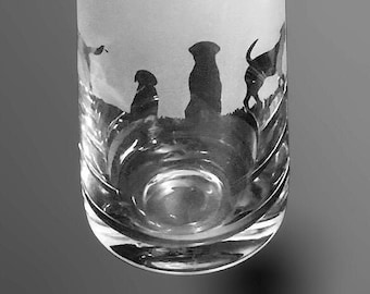 LABRADOR VASE - 15cm Crystal Glass Bud Vase with Labrador Retriever Frieze design