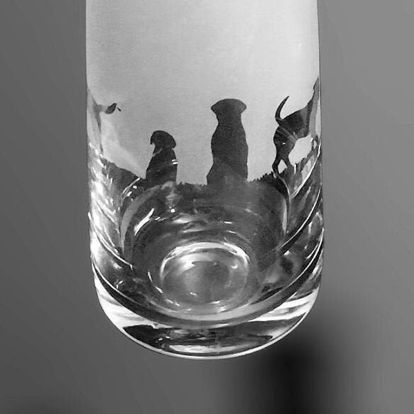 LABRADOR VASE - 15cm Crystal Glass Bud Vase with Labrador Retriever Frieze design