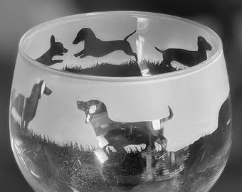 DACHSHUND GIN GLASS 70cl Glass Gin Balloon with Dachshund Design