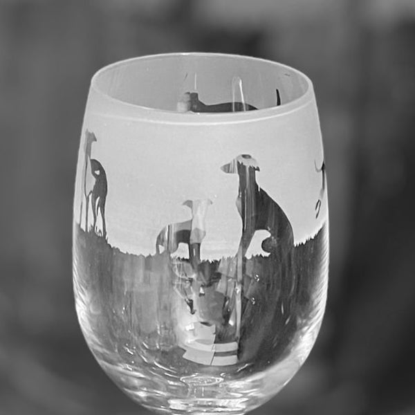 COPA DE GALGO ITALIANO / Copa de Vino de 35cl con Diseño de Friso de Galgo Italiano