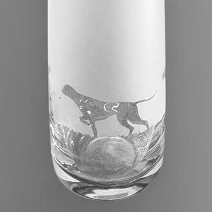 ENGLISH POINTER VASE  15cm Crystal Glass Bud Vase with engraved english pointer frieze design
