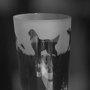 GORDON SETTER GLASS | 37cl Glass Highball Tumbler with Gordon Setter Frieze Design | Water Glass | Long Drink Glass | Mixer Glass