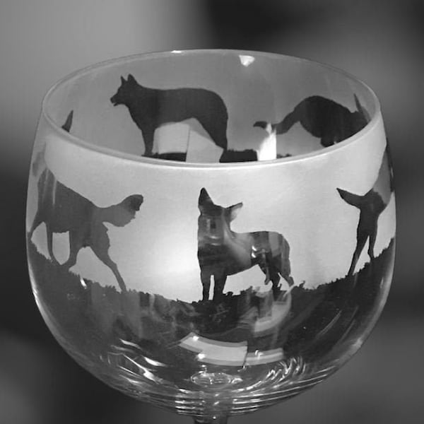 AUSTRALIAN CATTLE DOG Glass |  70cl Glass Gin Balloon with Australian Cattle Dog Design