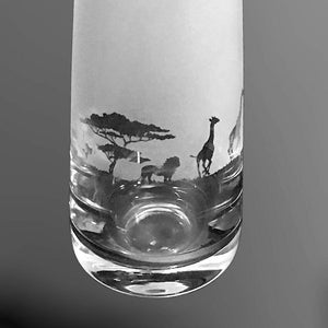 SAFARI VASE - 15cm Crystal Glass Bud Vase with Safari Animals Frieze design