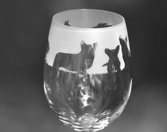 CORGI 35cl Wine Glass with Corgi Frieze Design