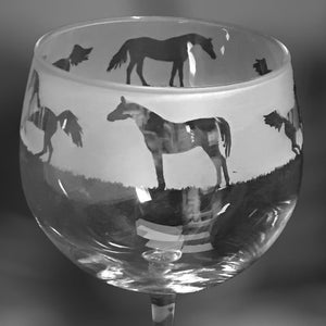 ARAB HORSE GLASS 70cl Glass Gin Balloon with Arabian Horse Design