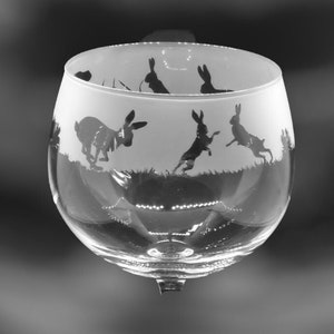 HARE GIN GLASS 70cl Glass Gin Balloon with Hare Design
