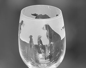 COPA DE SETTER INGLÉS / Copa de vino de 35 cl con diseño de friso de setter inglés