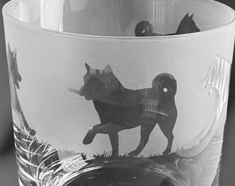 SHIBA-INUGLAS | Glazen whiskybeker van 30 cl met Shiba Inu hondenfries