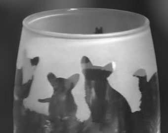 CORGI GLASS | 36cl Stemless Wine / Water Glass with Corgi Frieze Design
