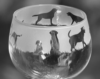 LABRADOR GIN GLASS 70cl Glass Gin Balloon with Labrador Retriever Design