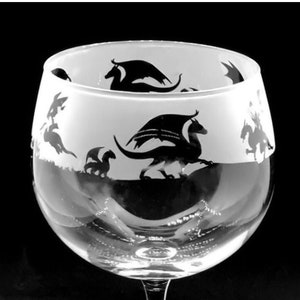 DRAGON GIN GLASS 70cl Glass Gin Balloon with Dragon Frieze Design