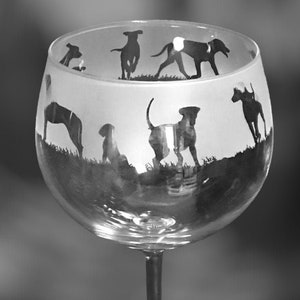 RIDGEBACK GIN GLASS 70cl Glass Gin Balloon with Rhodesian Ridgeback frieze Design