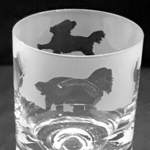 CKC SPANIEL GLASS | 30cl Glass Whisky Tumbler with Cavalier King Charles Spaniel  Frieze Design