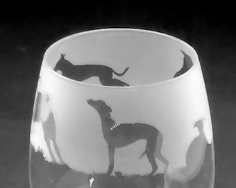 WHIPPET GLASS | 36cl Stemless Wine / Water Glass with Whippet Dog Design