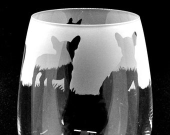 FRENCH BULLDOG GLAS 35 cl wijnglas met Frans Bulldog-friesontwerp