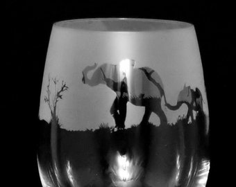 VERRE À VIN ÉLÉPHANT 35 cl avec motif motif éléphant frise