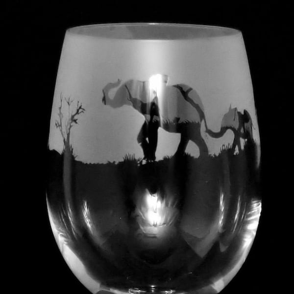 ELEPHANT WINE GLASS 35cl Wine Glass with Elephant Frieze Design