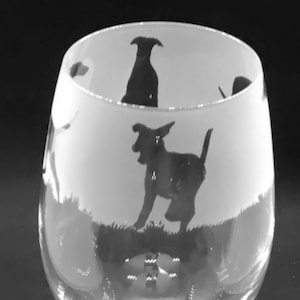 DOBERMAN WINE GLASS 35cl Wine Glass with Doberman Pinscher Frieze Design