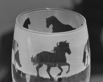 PAARDENGLAS LUSITANO | 36 cl wijn-/waterglas zonder steel met Lusitano-paardontwerp