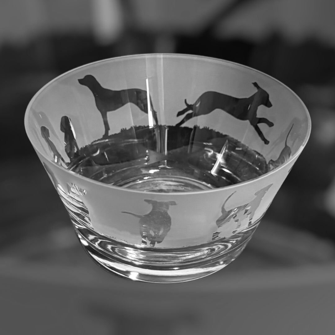 RHODESIAN RIDGEBACK BOWL | Clear Crystal Glass 13.5cm Bowl With ...