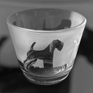 LAKELAND TERRIER TEALIGHT | Rustic Glass Tea Light Holder with Lakeland Terrier frieze design | Gift for Lakeland Terrier Mum Gift Idea