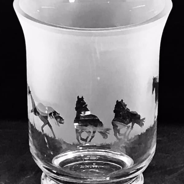 GALLOPING Horse Frieze Clear Glass Vase (14.5cm, Boxed)