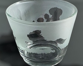 SHIH TZU TEALIGHT | Rustic Glass Tea Light Holder with Shih Tzu frieze design