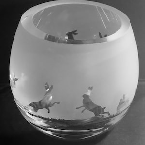 Hare Frieze Crystal Tealight Candle Holder (Boxed)